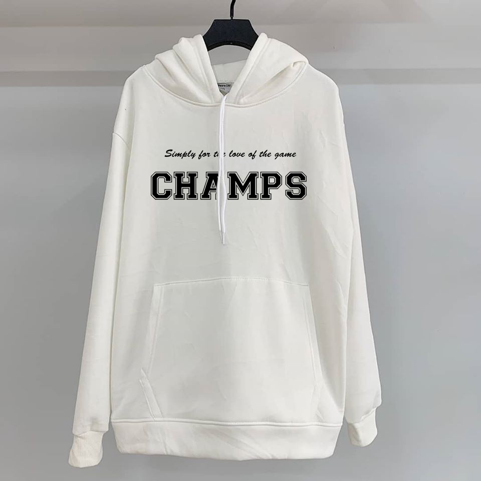 Áo hoodie unisex dáng rộng in chữ CHAMPS kiểu dáng basic chất vải dầy đẹp