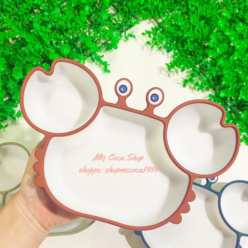 Khay cua Silicon Ăn Dặm Có Đế Dính Chống Lật Đổ