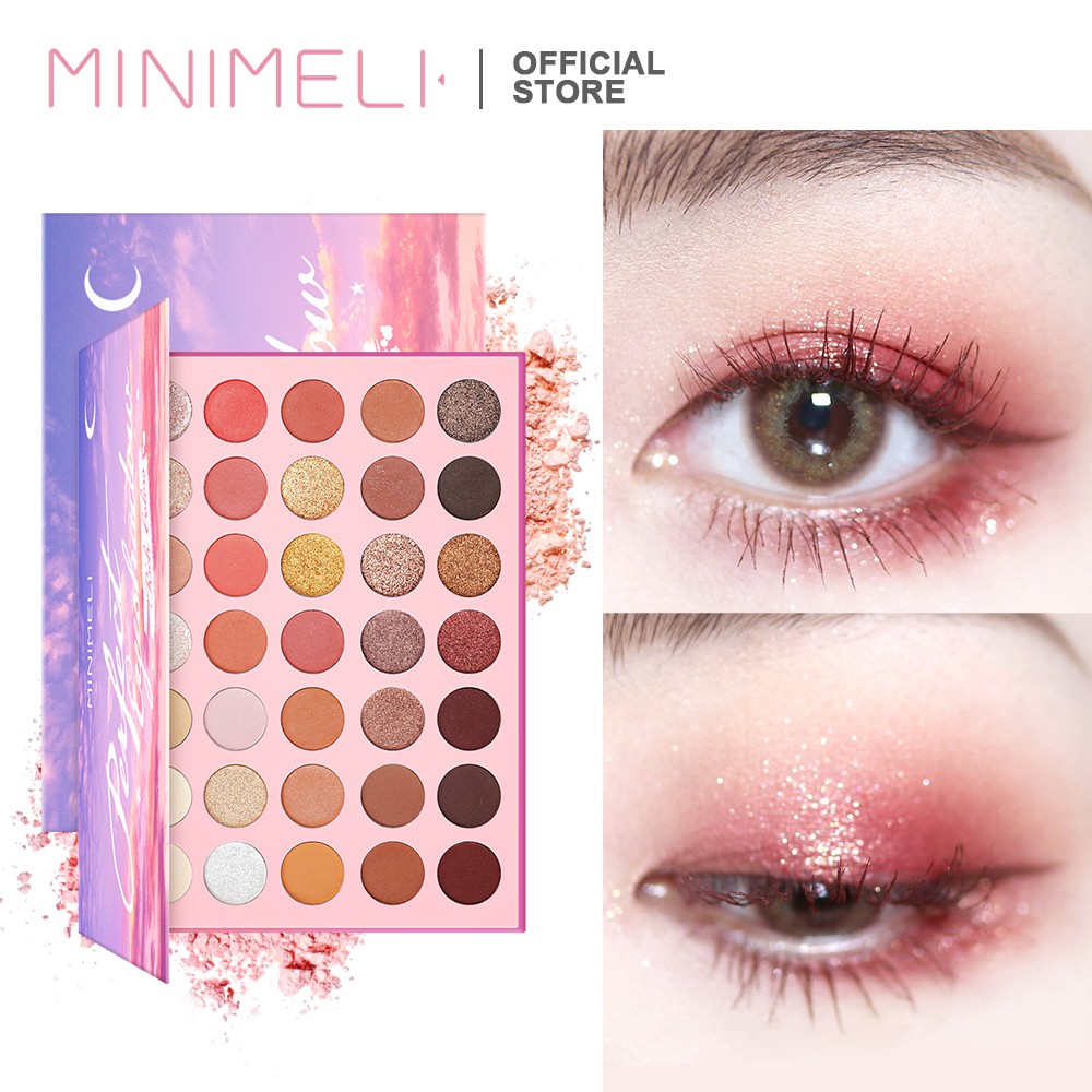 Bảng phấn mắt MINIMELI 35 màu lì và nhũ kim tuyến sáng bóng 210g | BigBuy360 - bigbuy360.vn