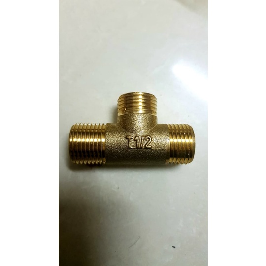 TÊ NỐI REN] Tee G 1/2  DN15 ba đầu chia ren ngoài kết nối T ren BSP hệ G Bằng đồng đúc khuôn dập nóng