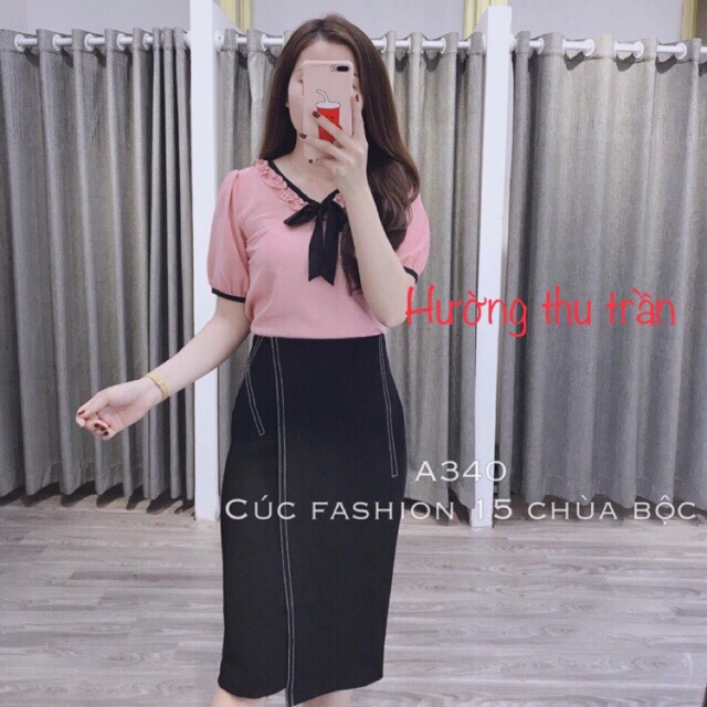 Chân váy đắp vạt dáng dài trần chỉ