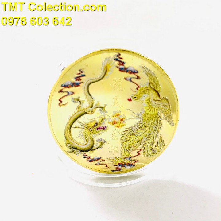 Xu Long Phụng In Màu Vàng, trang trí bàn sách, bàn làm việc, làm đồ thủ công mỹ nghệ-TMT Collection - SP005270