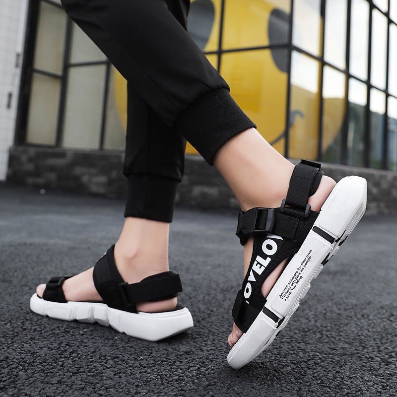 Sandal nam đế cao viền chữ Lovee thời trang, xăng đan nam giá rẻ