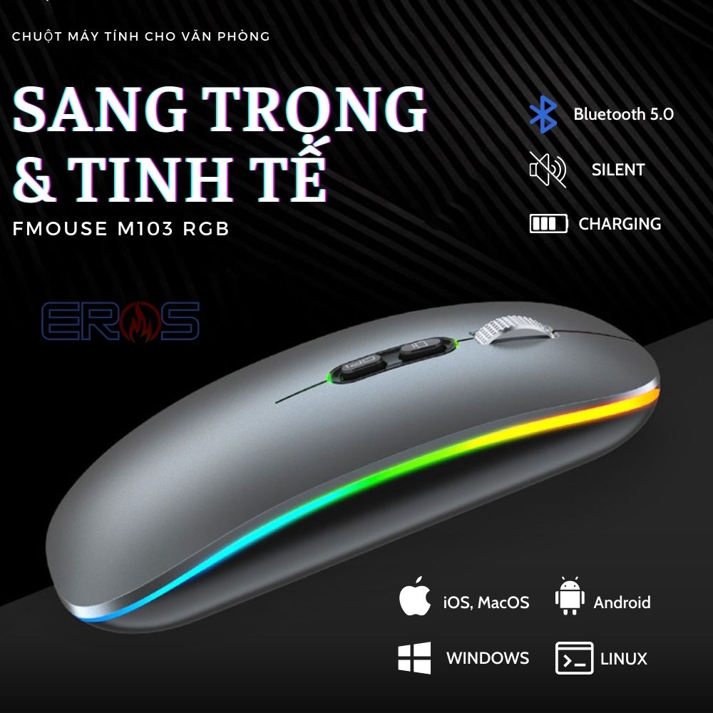 CHUỘT BLUETOOH FMOUSE M103 RGB TÍCH HỢP ĐÈN LED SIÊU ĐẸP