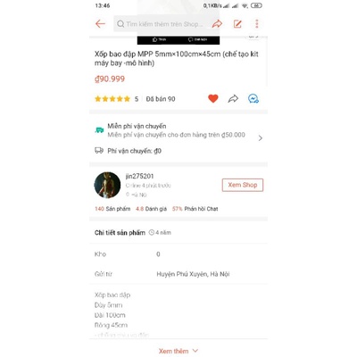 Xốp bao đập MPP 5mm×100cm×45cm