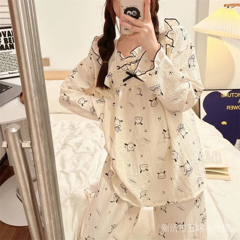 Bộ Đồ Ngủ Tay Dài Phồng In Họa Tiết Công Chúa Pacha Dễ Thương Phong Cách Nhật Bản Thời Trang Mùa Thu Cho Nữ