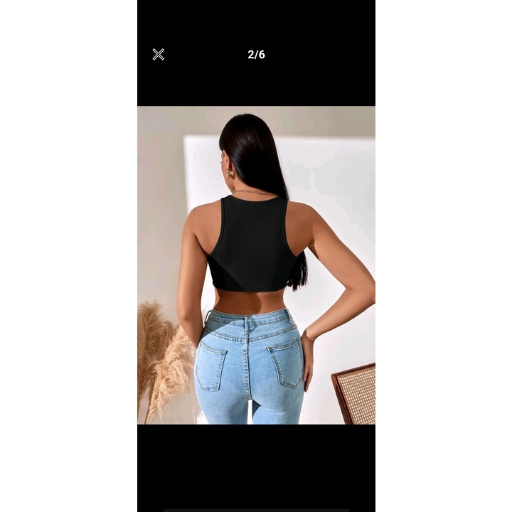 [Mã FAMARAL2 giảm 10K đơn 50K] Áo ba lỗ croptop nữ ôm body khoét nách sâu HAGA cổ tròn vải tăm lạnh ABLVB35 | BigBuy360 - bigbuy360.vn