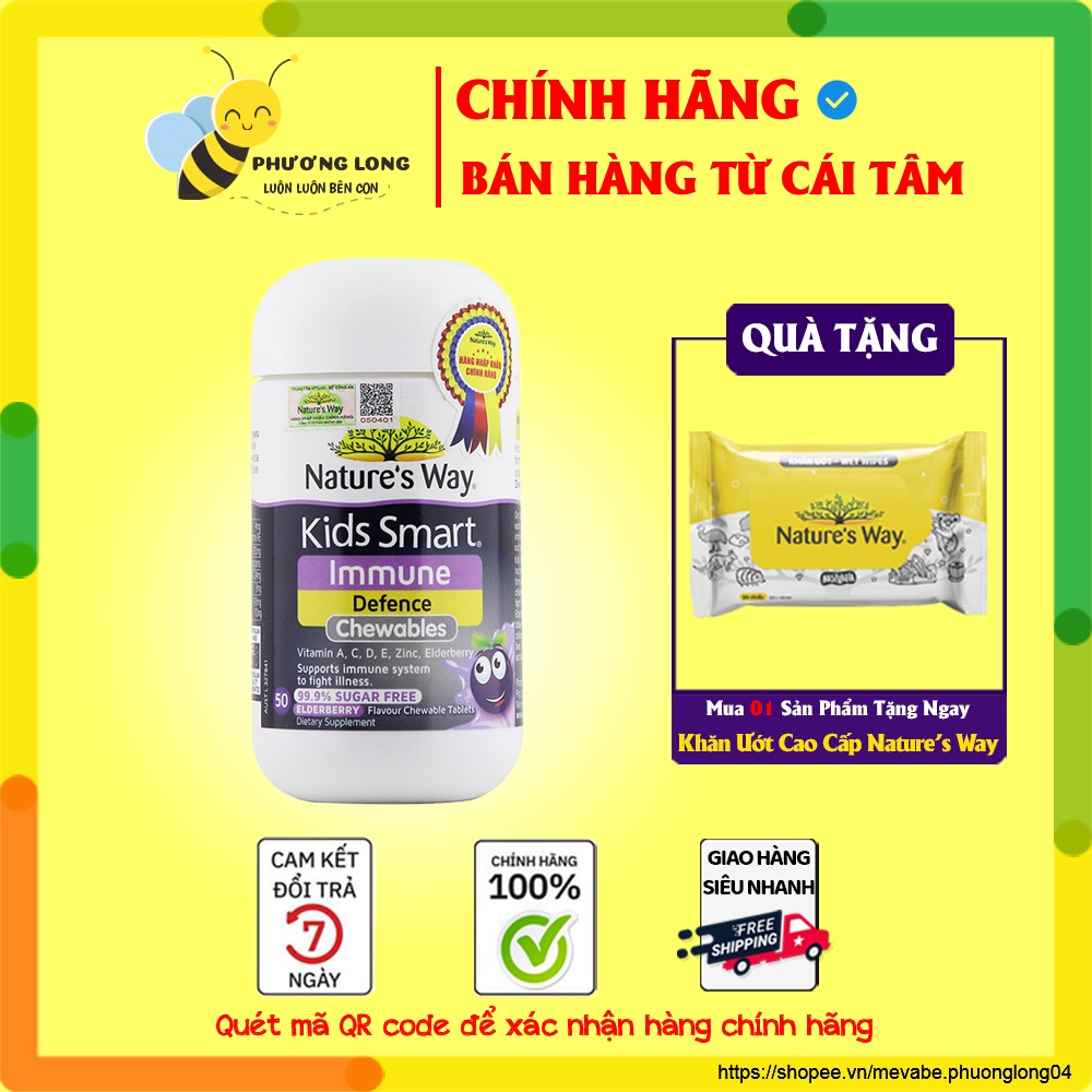 Nature's Way Kids Smart Immune Defence Chewables - Hỗ trợ tăng cường miễn dịch cho bé