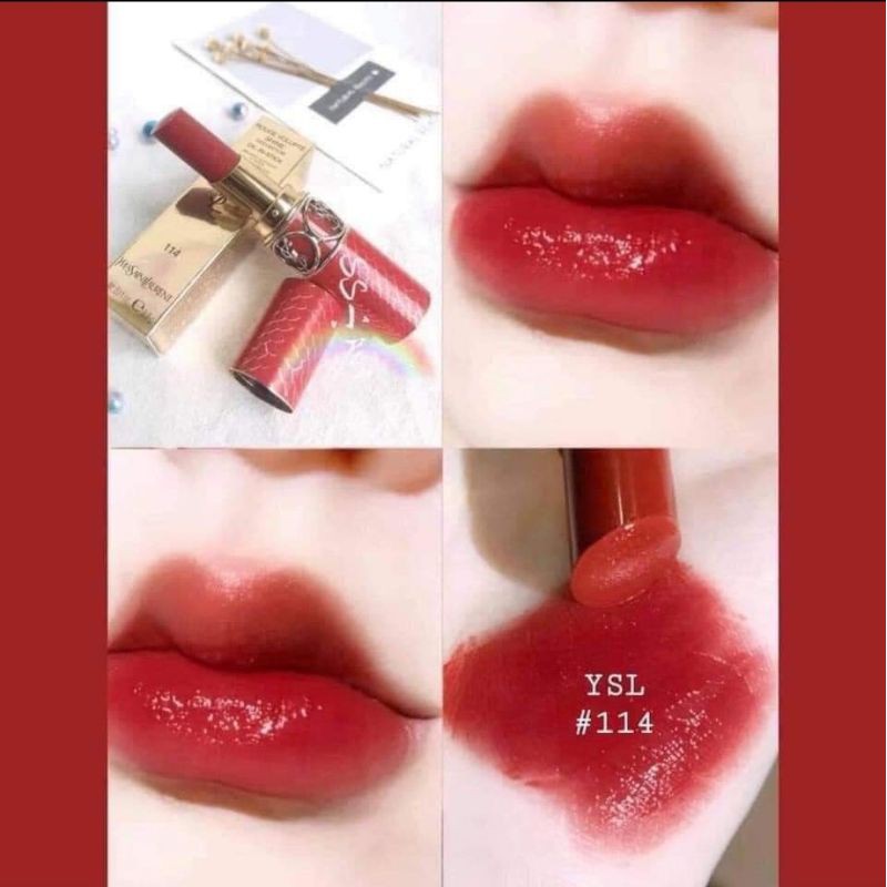 Son YSL Rouge Volupté Shine Wild Edition màu 114 Dial R.E.D đỏ thuần 3.8g