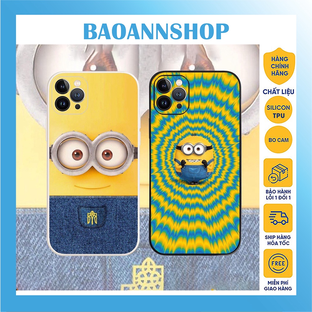 Ốp lưng iphone hình minion cute dễ thương dẻo cạnh vuông bảo vệ camera 7plus/8plus/x/xs/xsmax/11/12/13/14/pro/promax