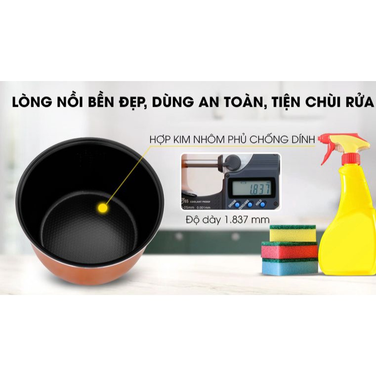 Nồi cơm nắp gài Kangaroo KG572 2.2 lít chính hãng Mới 100%-Số người ăn Trên 6 người Công suất  700 W