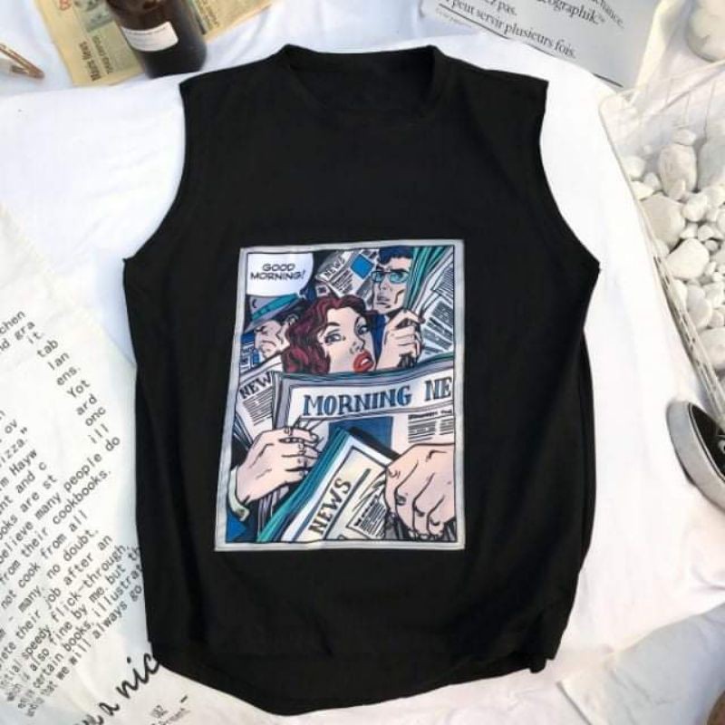 [Order] áo tank top gym hình manga unisex nam nữ