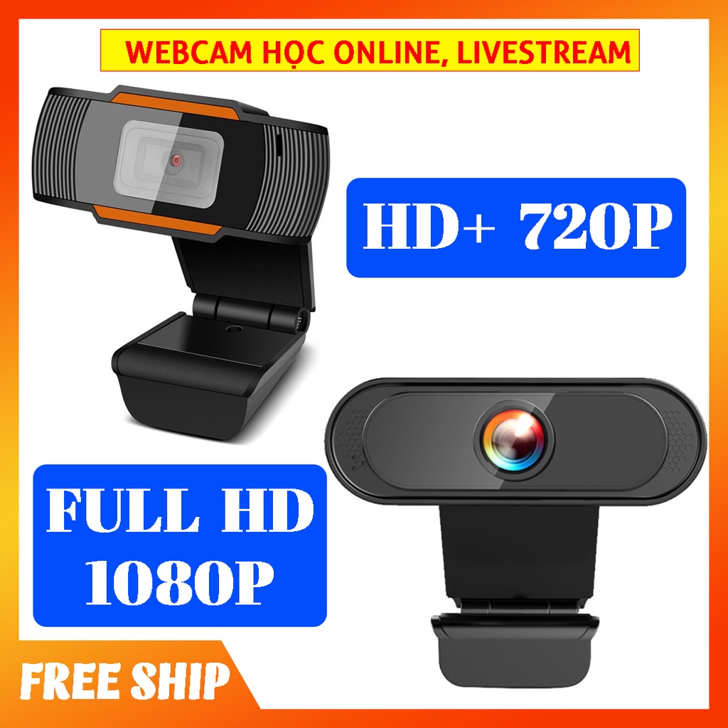 Webcam máy tính HD+ 720P / FULL HD 1080P siêu nét có mic thoại, phục vụ học online, livestream, cuộc họp online