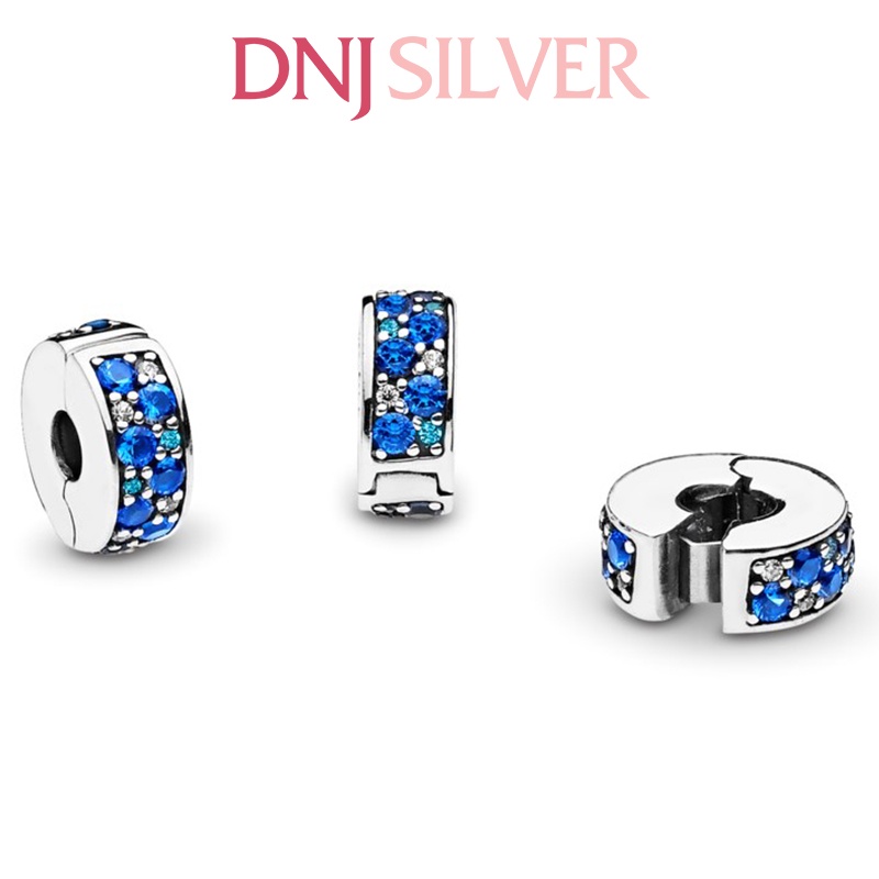 Charm bạc 925 cao cấp, hàng chuẩn bạc - Charm Clip Blue Pavé thích hợp để mix vòng tay charm - DN205