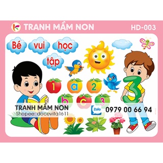 Decal mầm non-GÓC HỌC TẬP HT003 khổ lớn 127x80