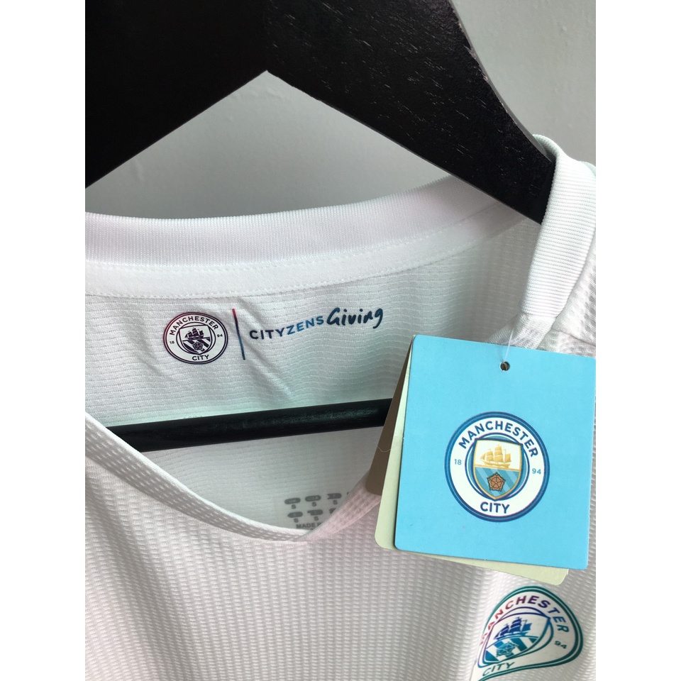 Bộ quần áo đá banh Man City MC sân khách trắng Fex thun thái cao cấp logo NHA