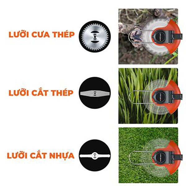 Máy cắt cỏ, tỉa cành cầm tay LAPUSEN dùng pin 36v siêu khỏe - tặng bộ 8 lưỡi cắt - pin khủng 15000 mah - công suất 1800w