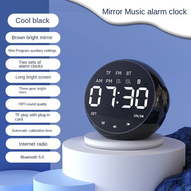 Loa bluetooth không dây TZUZL T2 siêu trầm có đồng hồ báo thức hỗ trợ thẻ nhớ TF/ điện thoại/ FM/ radio tiện dụng