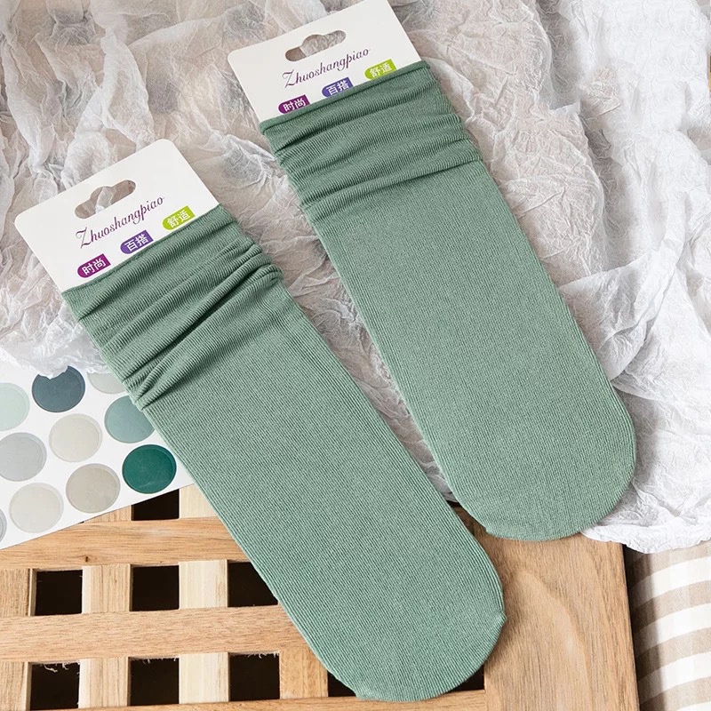 Tất vớ nữ nam cao cổ dài Nhún dễ thương hàn quốc đẹp Novset cổ cao nhún đủ màu trơn  [ TẤT NHÚN TRƠN ] [ MÃ A802 ]