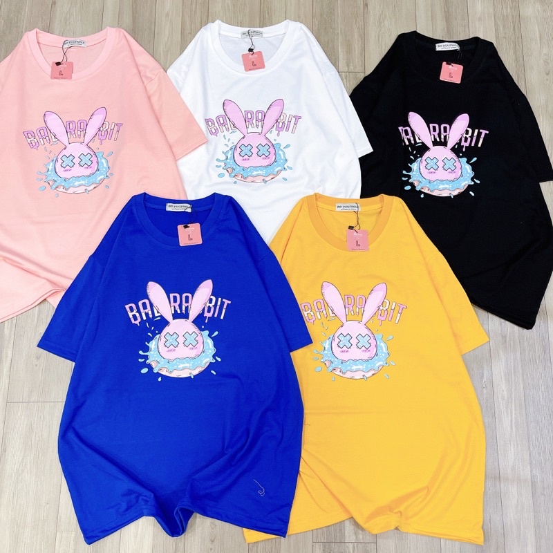 Áo Thun PHÔNG NAM NỮ UNISEX Thỏ BadHabits - Hình chụp thật