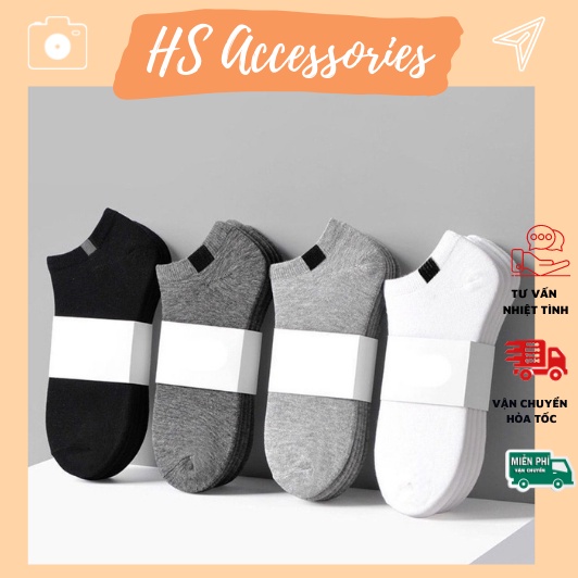 Tất cổ thấp vớ đen trắng chất cotton thấm hút mồ hôi - TV01