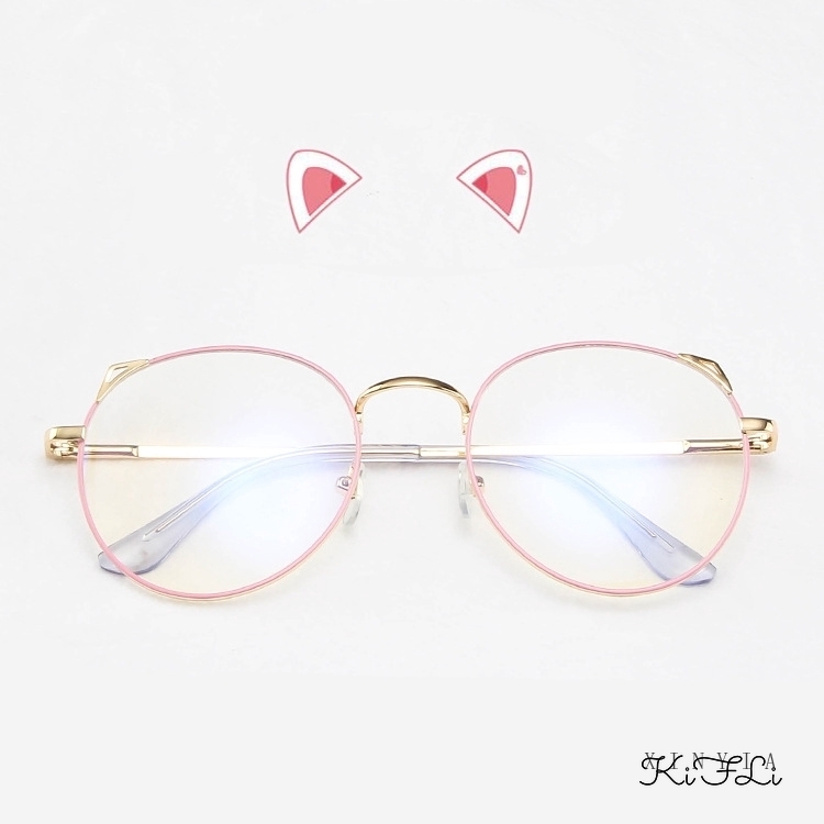 Mắt kính gọng tròn hình tai mèo dễ thương dành cho nữ
