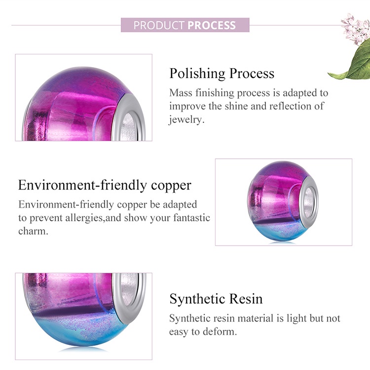 Hạt phụ kiện xỏ vòng BAMOER YIC024 họa tiết màu gradient vũ trụ