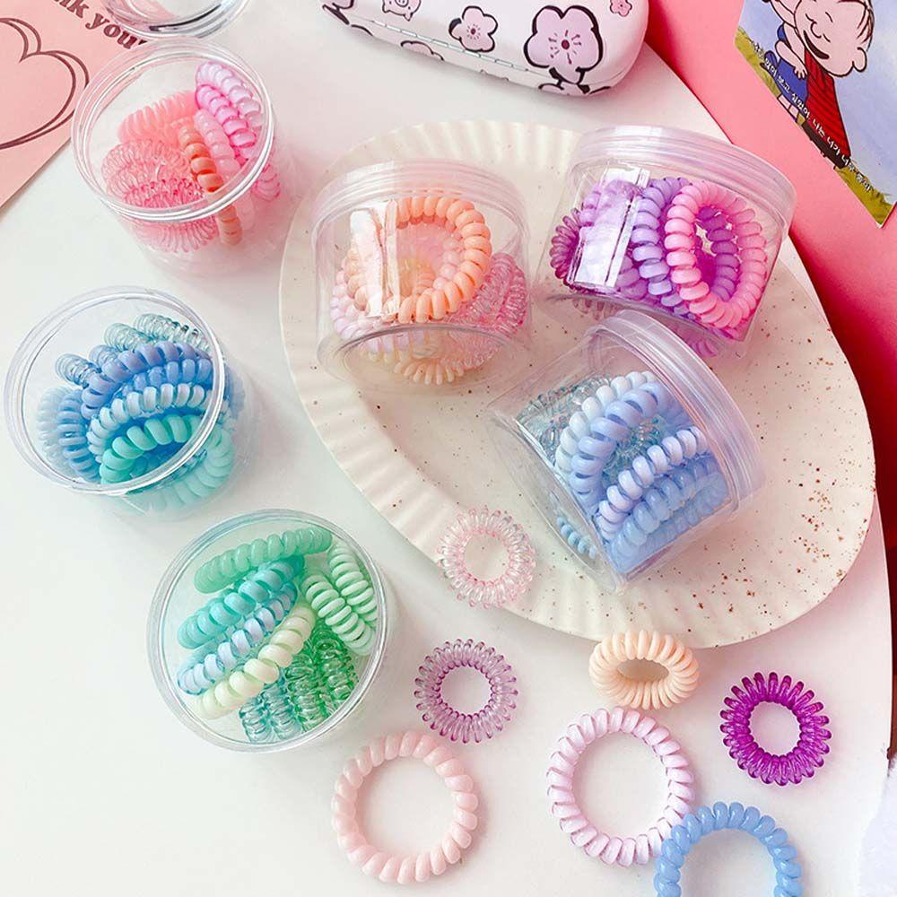 Dây Cột Tóc Lò Xo Bằng TPU Màu Kẹo Phong Cách Hàn Quốc Dễ Thương Cho Nữ