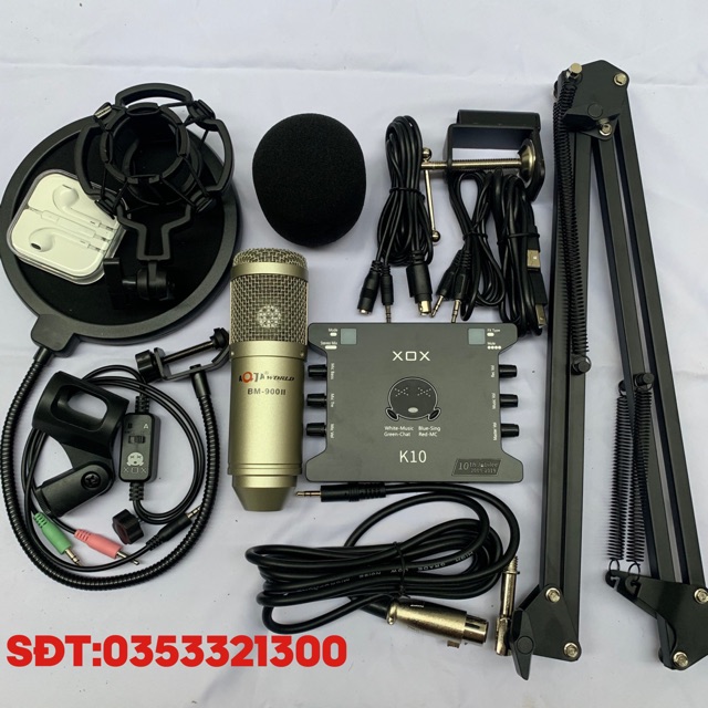 Combo thu âm livestream karaoke BM900-CARD XOX K10 2020 kèm phụ kiện bảo hành 12 t