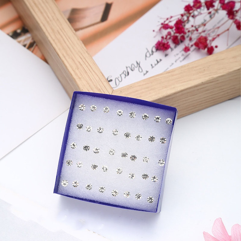 Bộ 20 Cặp Khuyên Tai Nhựa Đính Đá Nhiều Màu Sắc Đơn Giản