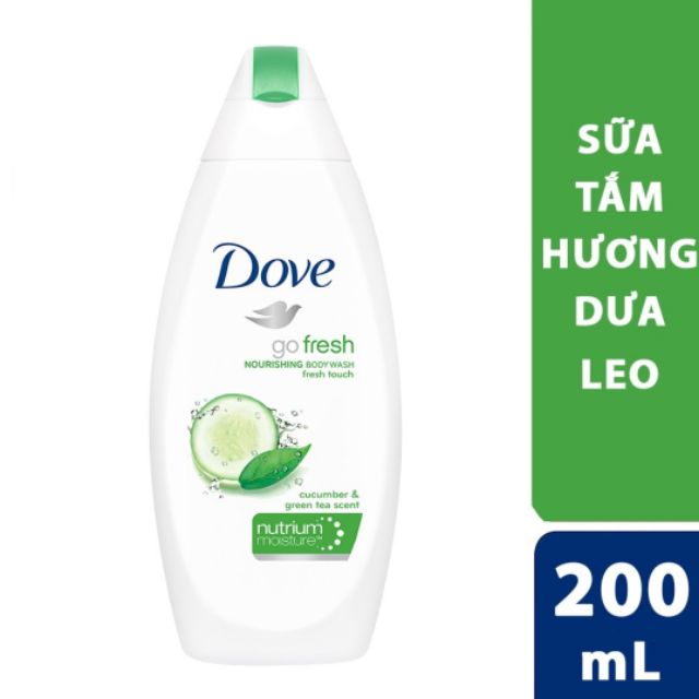 Sữa tắm dưỡng ẩm Dove Go Fresh 200ml - hương Dưa Leo và Trà Xanh