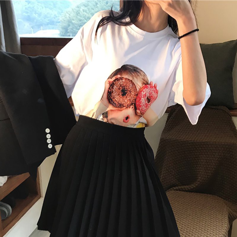 Áo Thun Ngắn Tay Cổ Tròn In Hình Chân Dung Thời Trang Mùa Hè Dành Cho Nữ