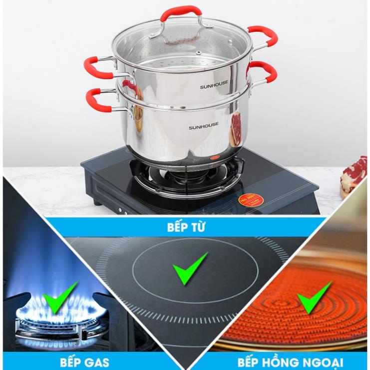 Bộ nồi xửng inox 5 đáy SUNHOUSE SHG507 cách nhiệt hiệu quả