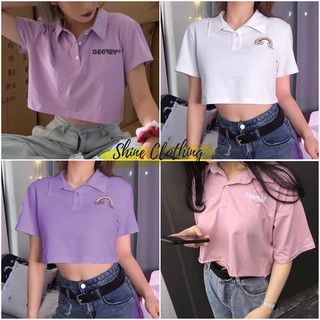 [ Inbox trước để chọn màu] Áo Crop top thun gân , thun trơn xinh xắn Shine Clothing