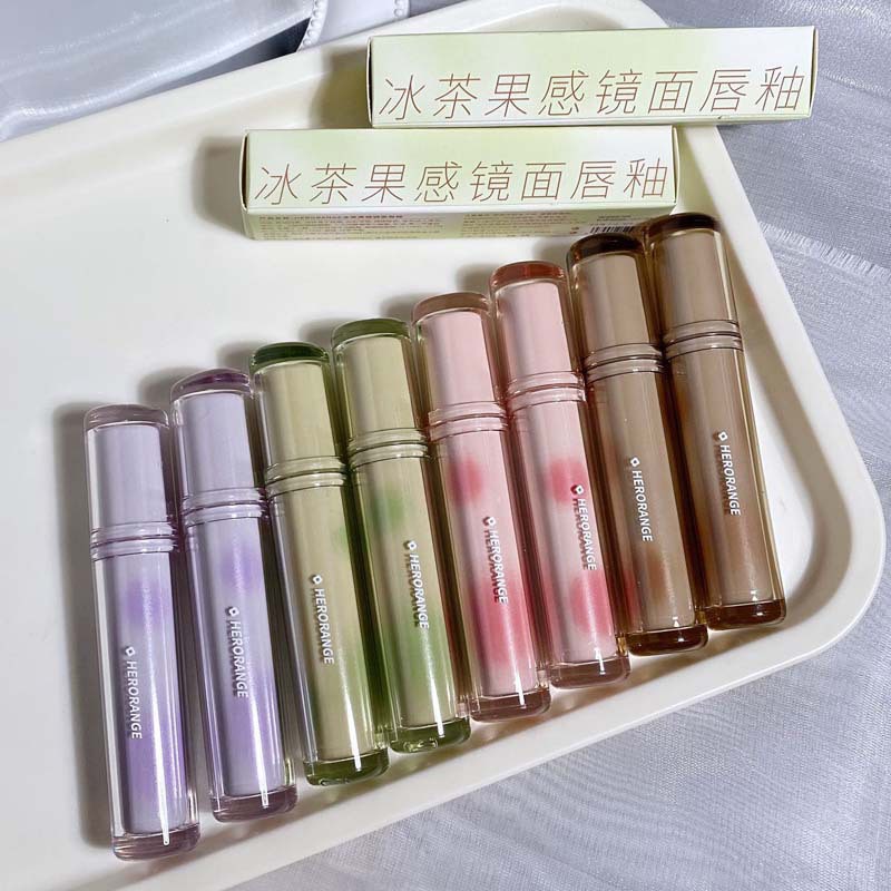 Son kem bóng Herorange thạch trà căng mọng nhẹ môi Chính Hãng có ảnh shop chụp