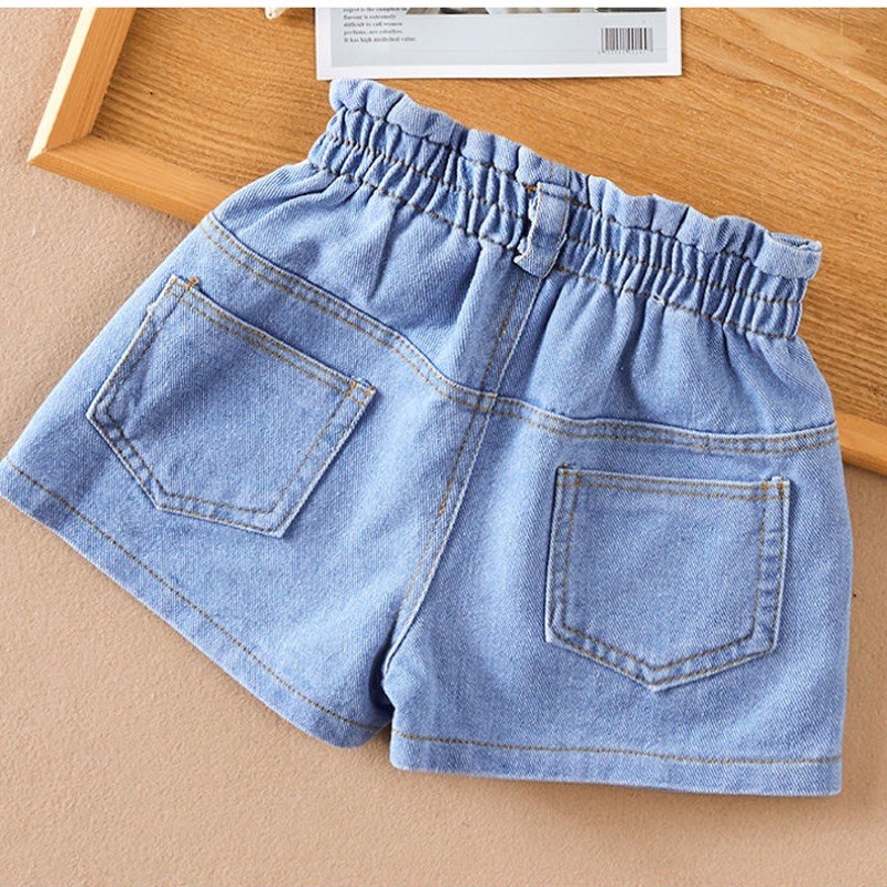 Quần đùi denim dáng rộng thời trang phong cách hàn quốc cho bé, quần short bò bé gái xinh xắn