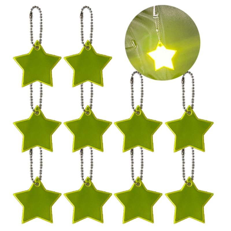 KING 10 Pcs Child Safety Reflectors Keyring Reflective Stars Safe Reflector Keychains