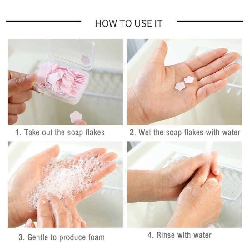 Xà Phòng Rửa Tay Mini Hình Bông Hoa Hòa Tan Trong Nước Dùng Một Lần