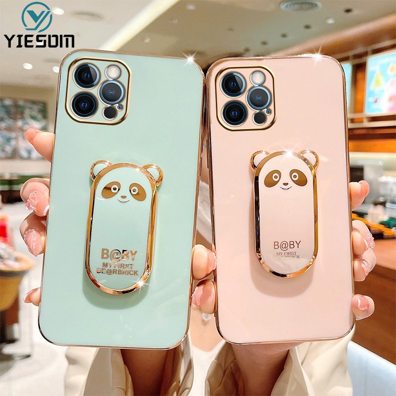 Ốp Điện Thoại Silicon Mềm Có Giá Đỡ Hình Gấu Xinh Xắn Dành Cho iPhone 14 13 Pro Max 14 Plus 13 Pro