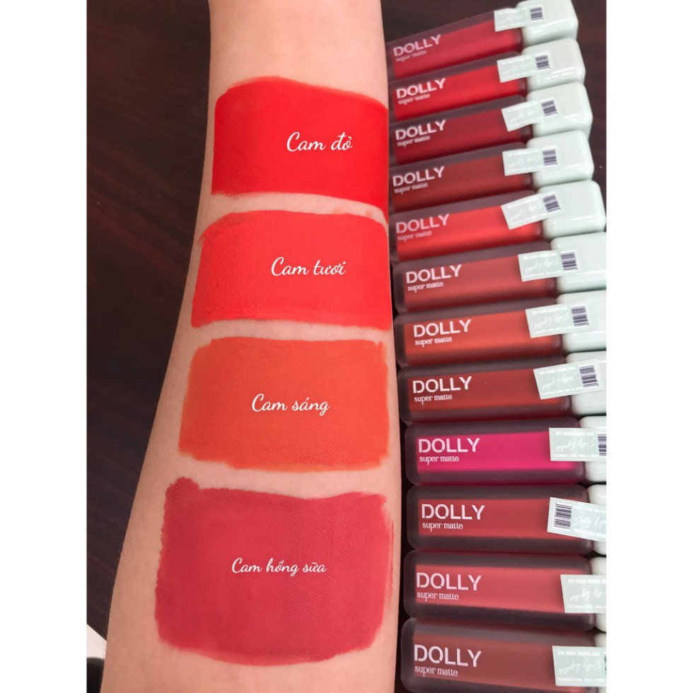Son Kem Lì Dolly Super Matte Không Chì Màu Cam Đỏ  02 [Tách Sét] | BigBuy360 - bigbuy360.vn