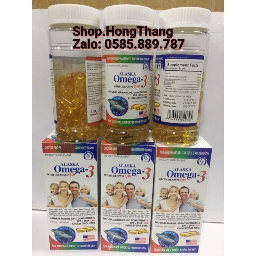 Dầu Cá Alaska Omega 3(100viên) - Bổ Não, Tăng Cường Thị Lực, Giảm Nguy Cơ Mắc Bệnh Tim Mạch, hộp 100viên