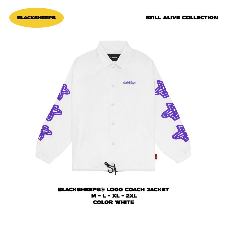 Áo khoác dù BLACKSHEEPS aka BlackSheeps Logo Coach Jacket - WHITE