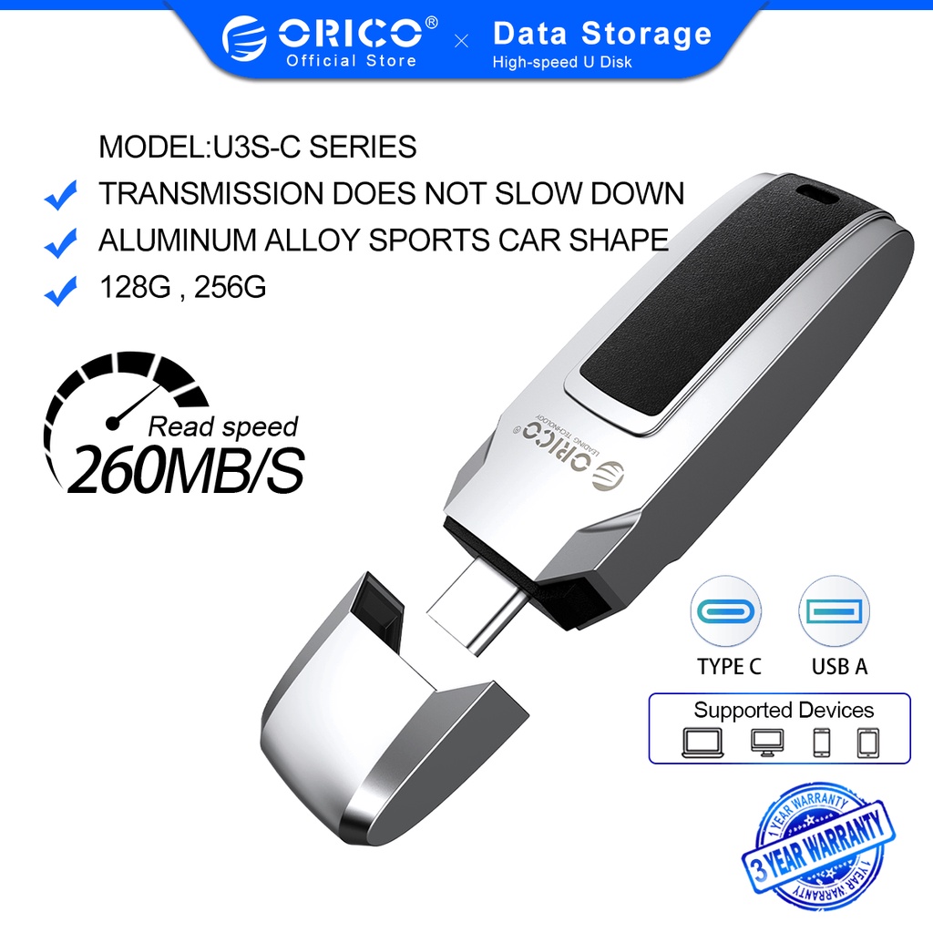 Orico Ổ Đĩa Flash USB 3.0 Lên Đến 260MB / s 128GB / 256GB / Hỗ Trợ Windows MacoS Bằng Kim Loại Chống Thấm Nước