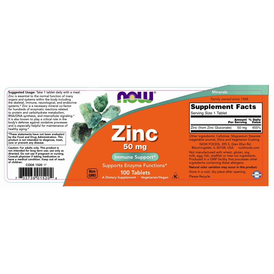 Viên Uống Bổ Sung Kẽm Tăng Sinh Lý Nam Giới NOW ZIN C GLUCONATE 50MG 250 VIÊN Từ Mỹ