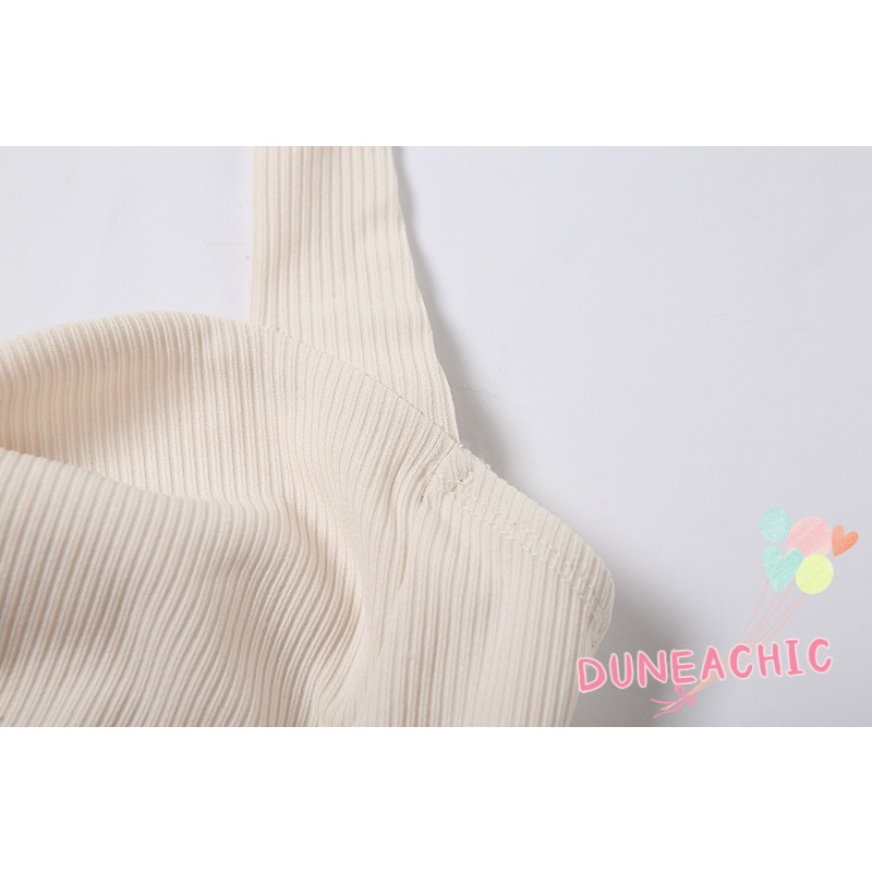 DUNEA Áo Tank Top Hở Lưng Màu Trơn Quyến Rũ Cho Nữ