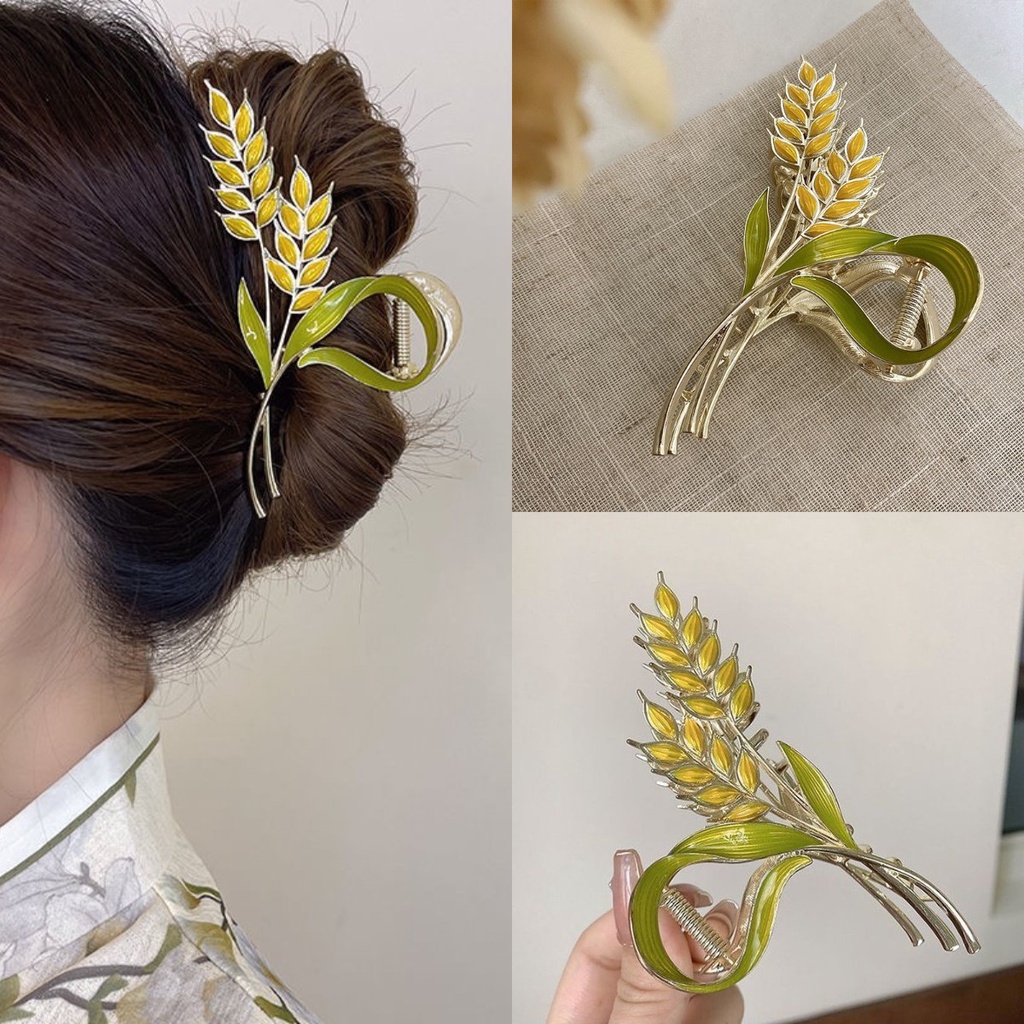 Kẹp Tóc Màu Vàng / Xanh Lá Cỡ Lớn Thời Trang Mùa Hè Tinh Tế Cho Nữ