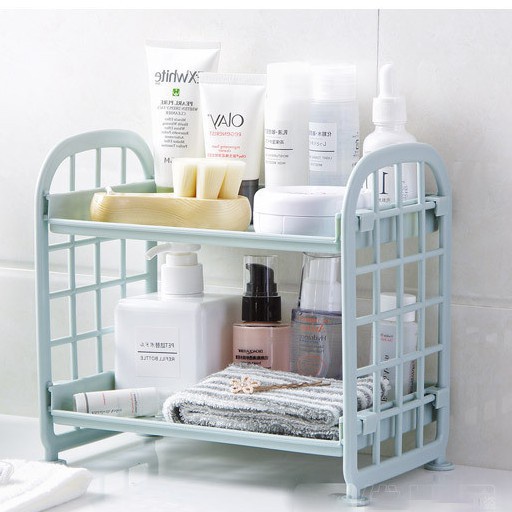 Kệ để đồ phòng tắm đa năng, kệ nhựa mini 2 tầng