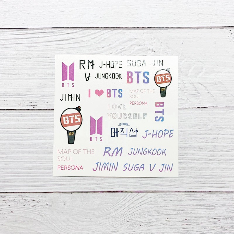 Miếng dán hình xăm tạm thời chống thấm nước hình nhóm nhạc BTS cho người hâm mộ