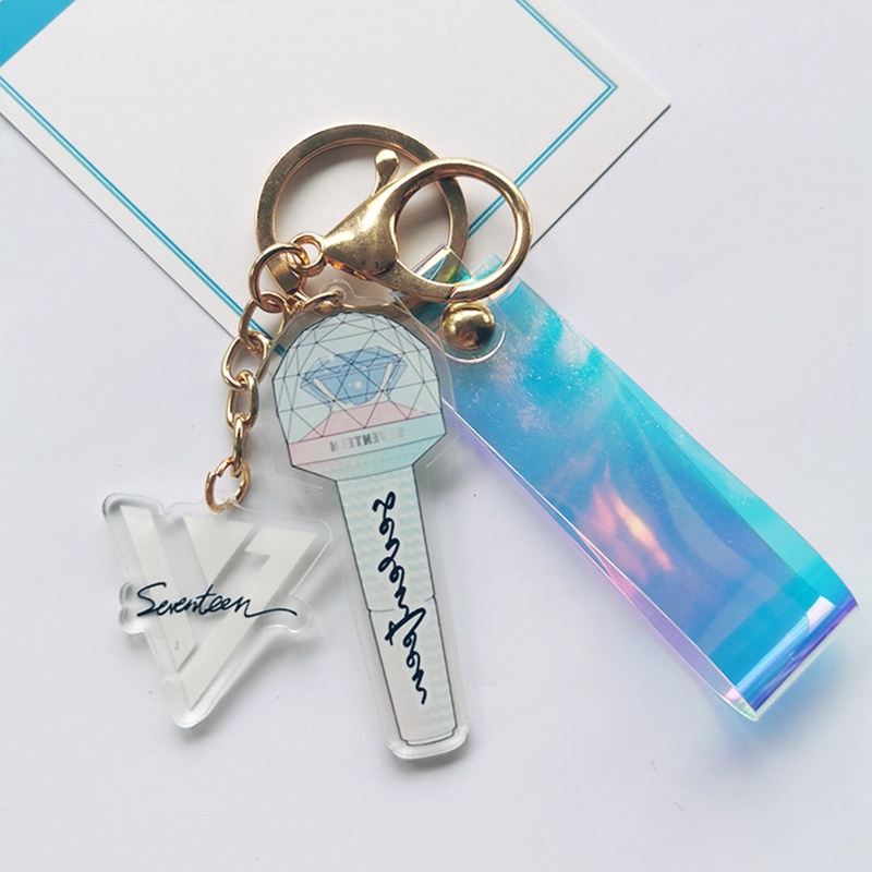 Móc Khóa Có Đèn Laser Gắn Túi Xách Thời Trang ATEEZ EXO IU