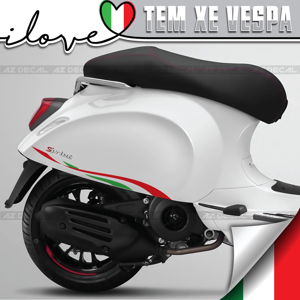 Tem Xe Vespa LX/Sprint/Primavera/GTS Phong Cách Italia | VP01 | Tem Rời Xe Vespa Chất Liệu Decal PVC Cao Cấp